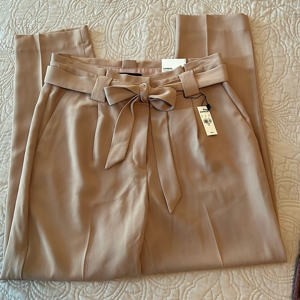 Express Ankle High Rise Khaki Dress Pant